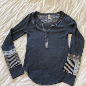 Free People Long Sleeve Henley Tee